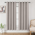 Cucraf 100% Blackout Curtains 63 inches Length 2 Panels Set, Room Darkening Linen Textured Curtain Grommet for Bedroom Living Room, Light B…