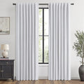Miulee 100% Blackout Linen Curtains for Bedroom, Grayish White Solid Luxury Decor Thermal Insulation Room Darkening Drapes for Living Room…