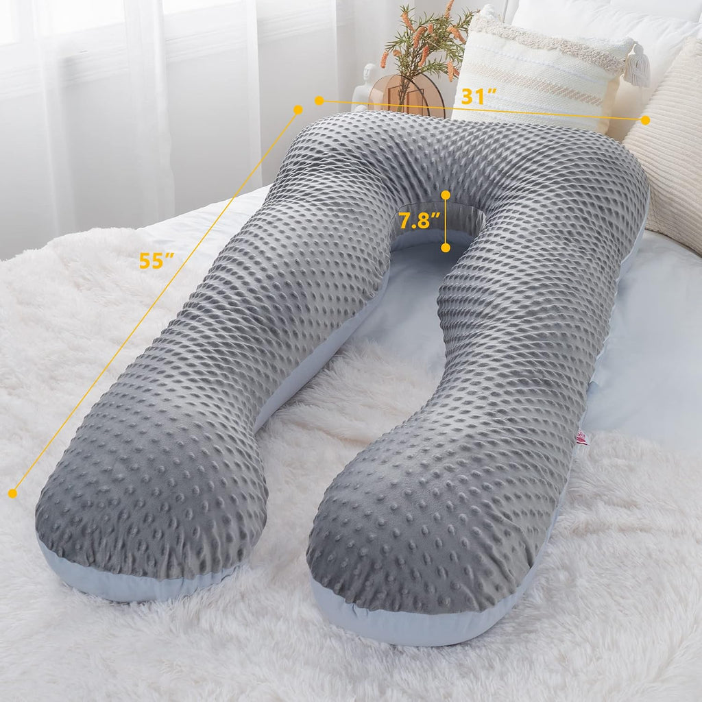 Meiz Pregnancy Pillows, Pregnancy Body Pillow, Pregnancy Pillows for Sleeping, Maternity Pillow for Pregnant Women with Cooling Jersey & Ve…
