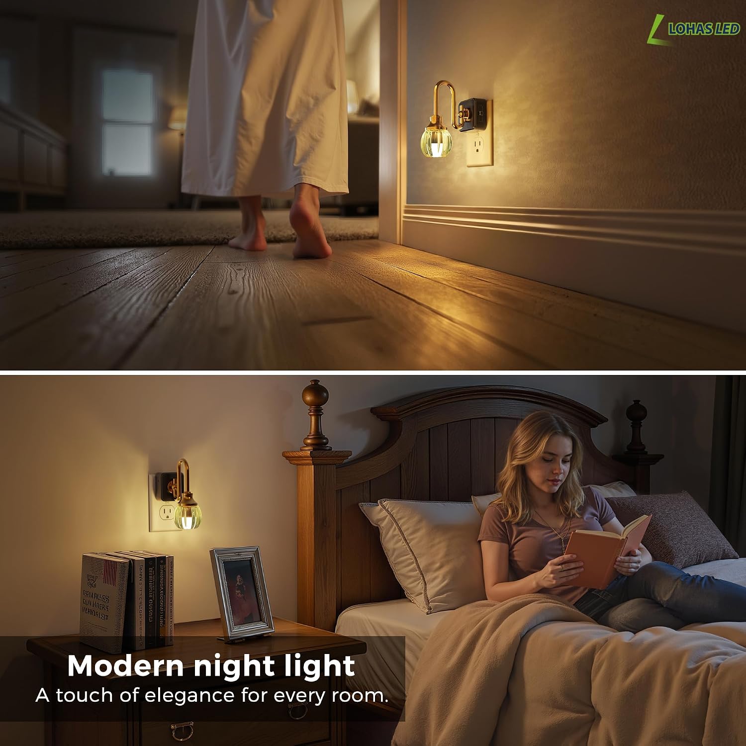 L LOHAS LED Night Lights Plug into Wall, 3000K Soft White LED, Flower Night Lights with Dusk to Dawn Sensor, 0-100lm Adjustable…