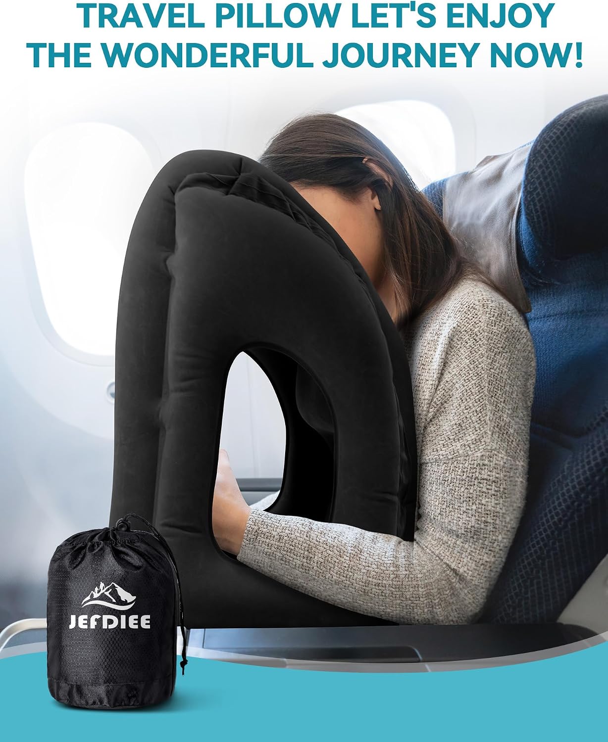 Inflatable Travel Pillow, Airplane Neck Pillow Comfortably Supports Head and Chin for Airplanes, Trains, Cars Office Napping on The Tray…