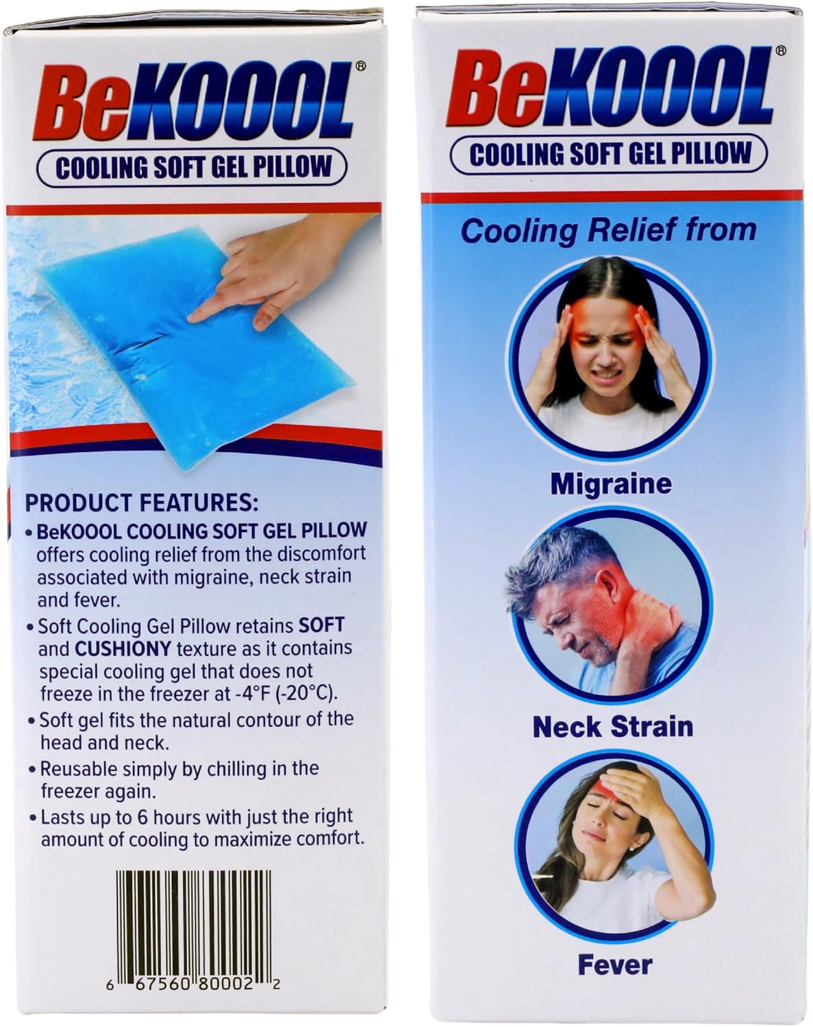 BeKOOOL Cooling Soft Gel Pillow - Reusable Cooling Relief from Migraines, Neck Strain and Fever - Up to 6 Hours of Cooling, Ready to Use…