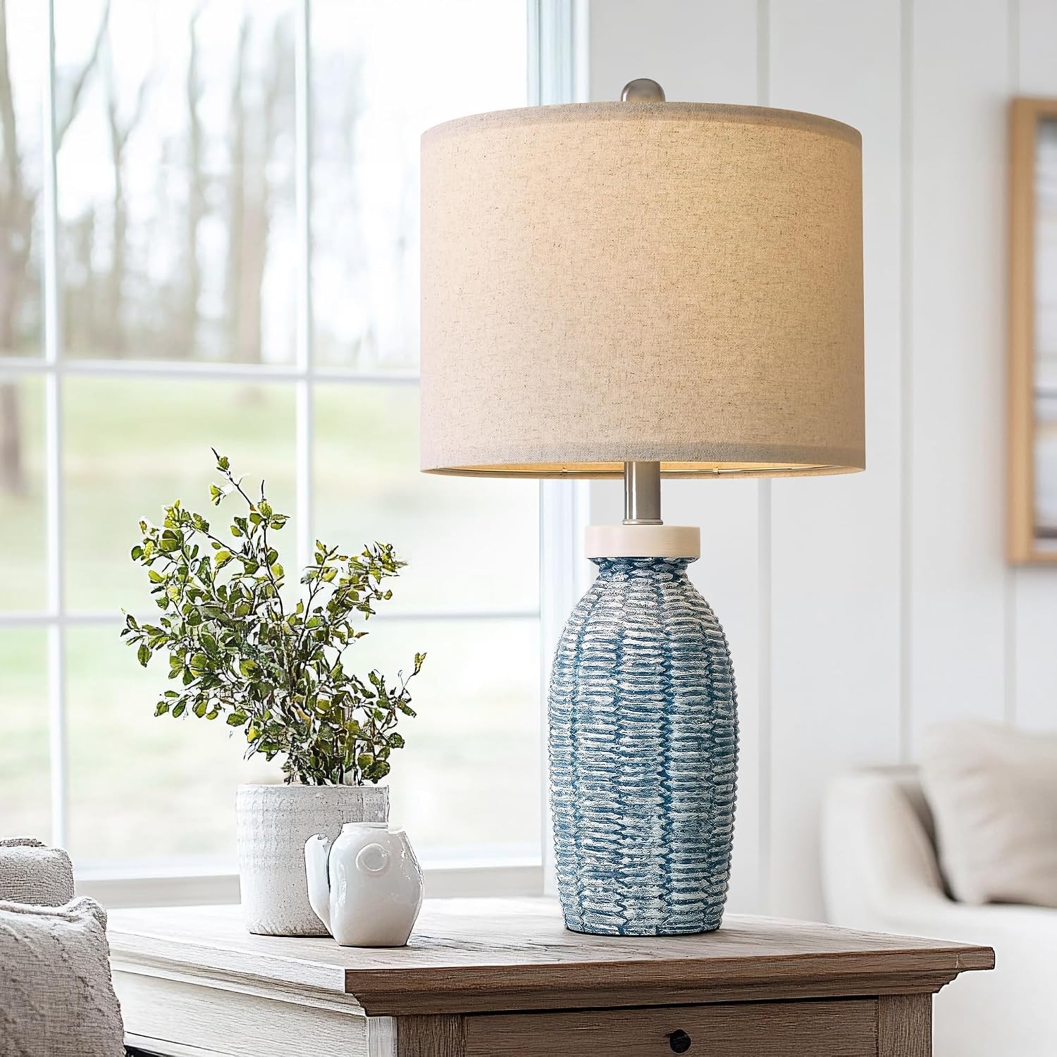 G-SAFAVA 22.75" Table Lamps for Bedroom Living Room Boho Lamp Set of 2 Farmhouse Lamp Bedside Nightstand Small Rustic Vintage Retro…