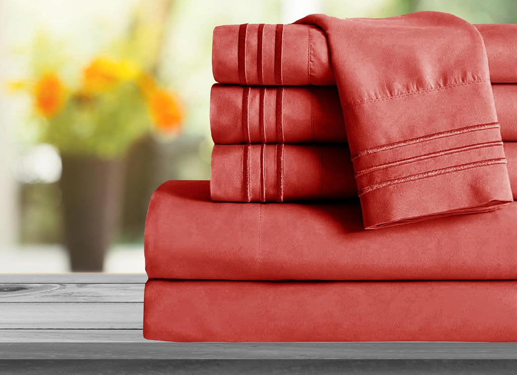 MocassiLuxuryBedding Mocassi Queen Sheet Set - Luxury Hotel 1800 Premier Bedding Sheets & Pillowcases - Ultra Soft Breathable & Cooling Bed…