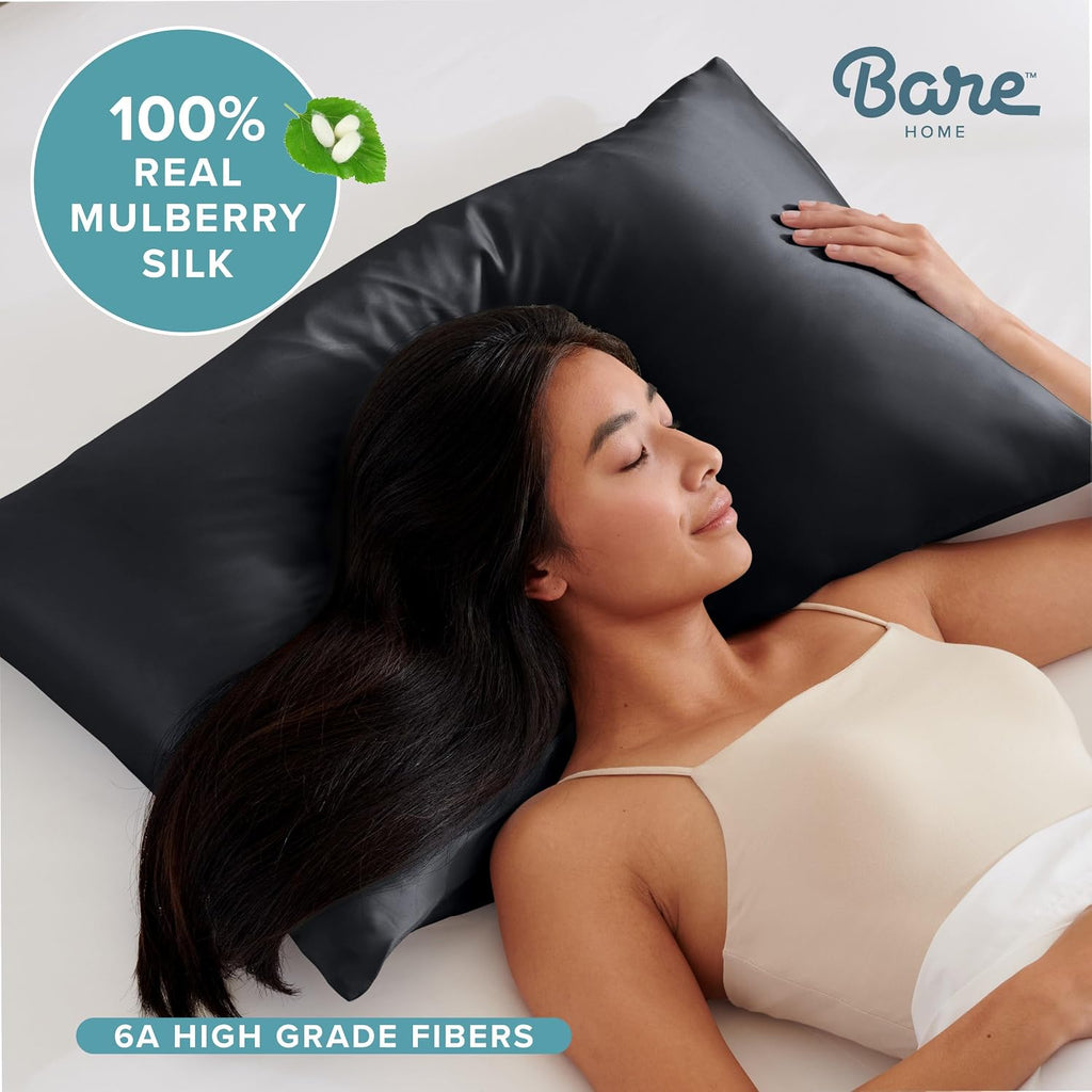 BareHome Bare Home 100% Mulberry Silk Pillowcase for Hair and Skin - Ultra 6A Grade 19 Momme Silk Pillow Case - Envelope Enclosure - Breath…