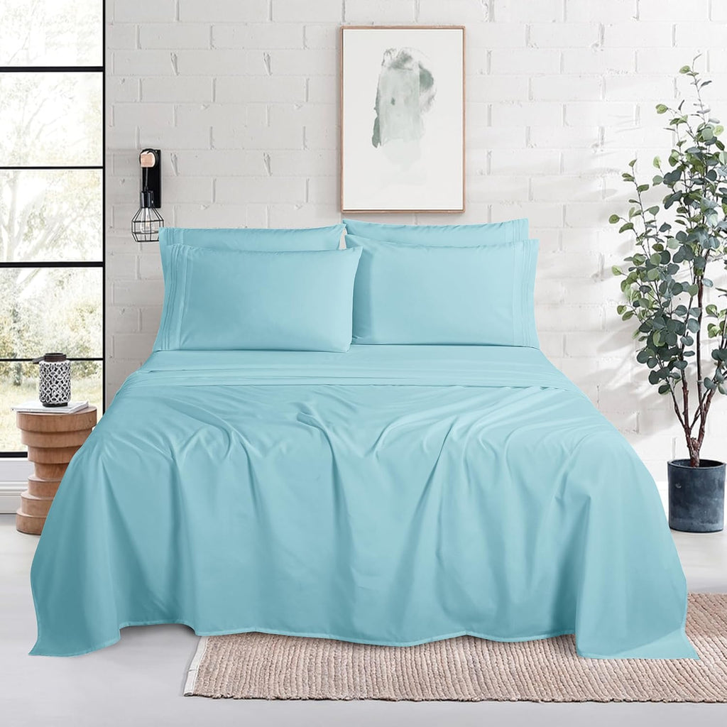 MocassiLuxuryBedding Mocassi Luxury 6-Piece Sheet Set, Ultra Soft 1800 Hotel Quality Microfiber Sheet Set, Fits Mattresses Up to 18 to 24 I…