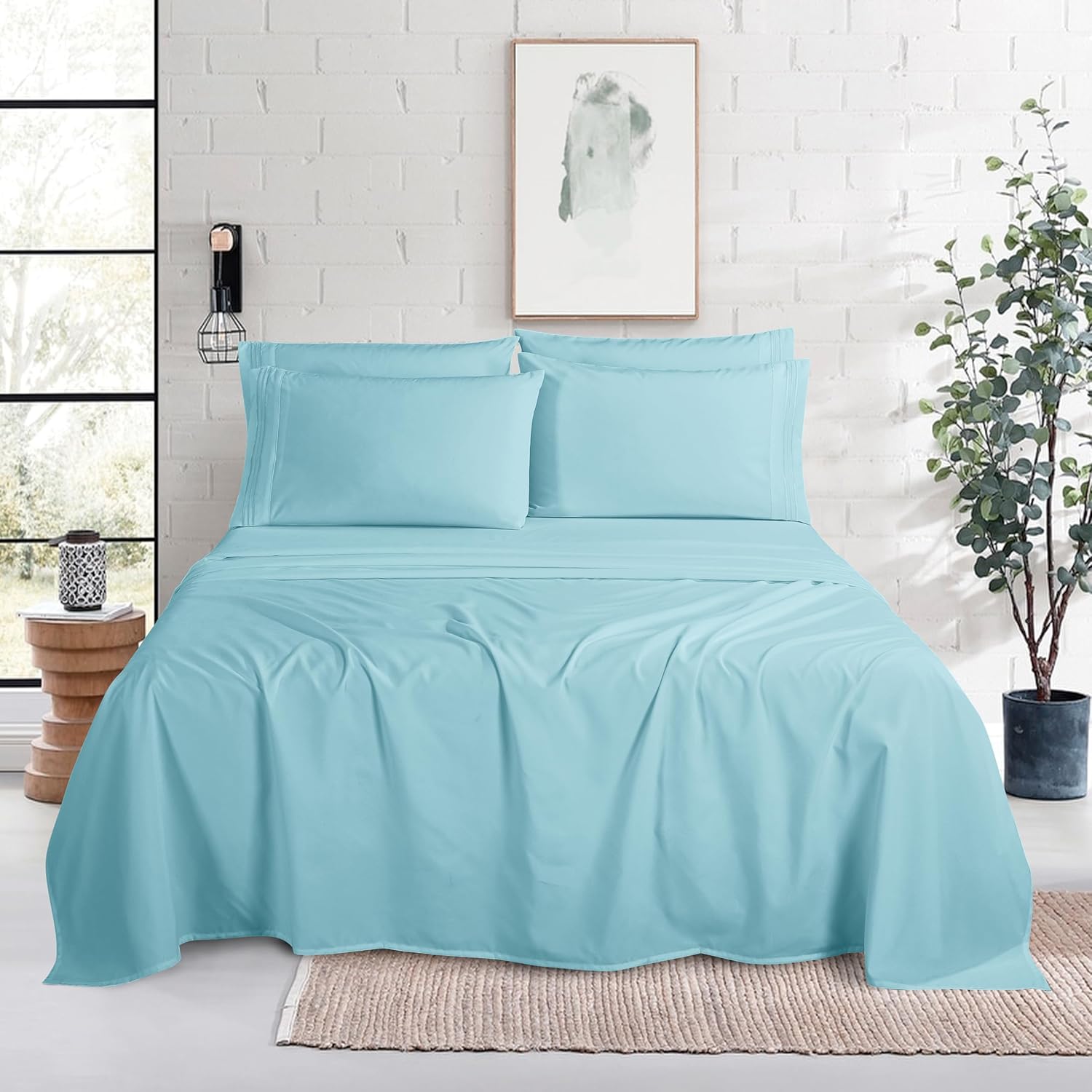 MocassiLuxuryBedding Mocassi Luxury 6-Piece Sheet Set, Ultra Soft 1800 Hotel Quality Microfiber Sheet Set, Fits Mattresses Up to 18 to 24 I…