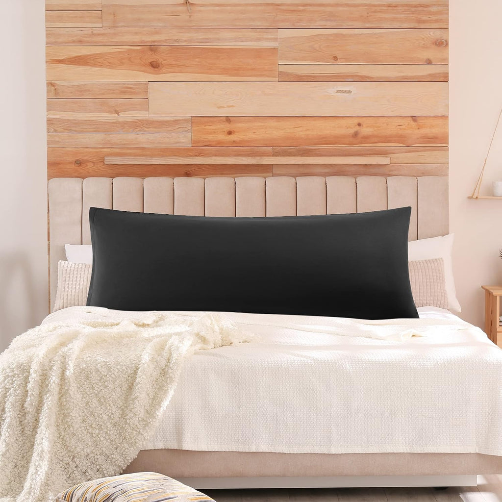 uxcell Soft Microfiber Body Pillow Cover with Zipper Closure, Long Pillow Cases for Body Pillows Weave for 90 GSM Polyester, Black Body (20…