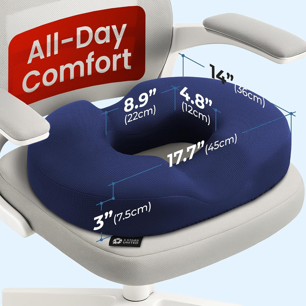 5Starsunited 5 STARS UNITED Donut Pillow Hemorrhoid Tailbone Cushion – Large Floor Cushion for – Coccyx, Prostate, Sciatica, Pelvic Floor,…