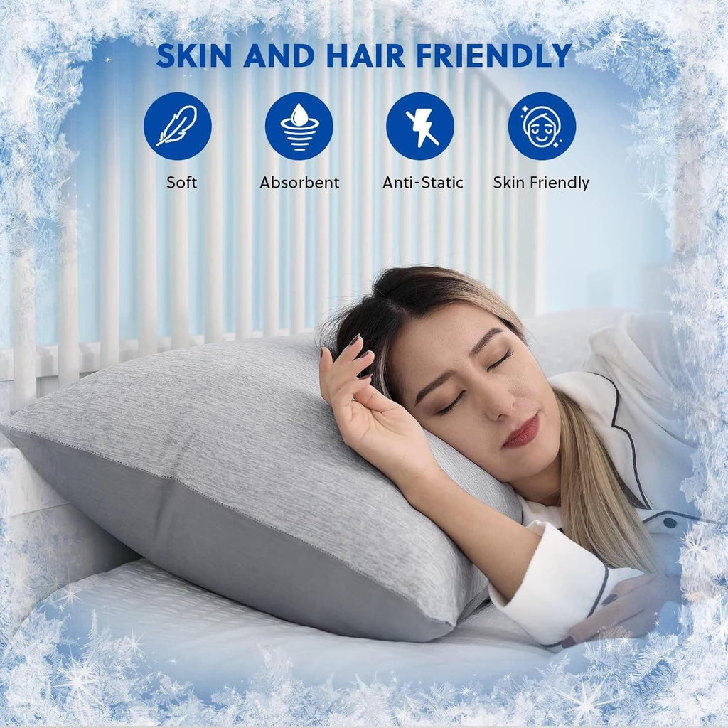 Homfine Cooling Pillowcase Body Size - Double Side Q-Max 0.439 Cooling Fiber for Pillow Protector, Breathable Long Cold Pillow Cover for Ho…