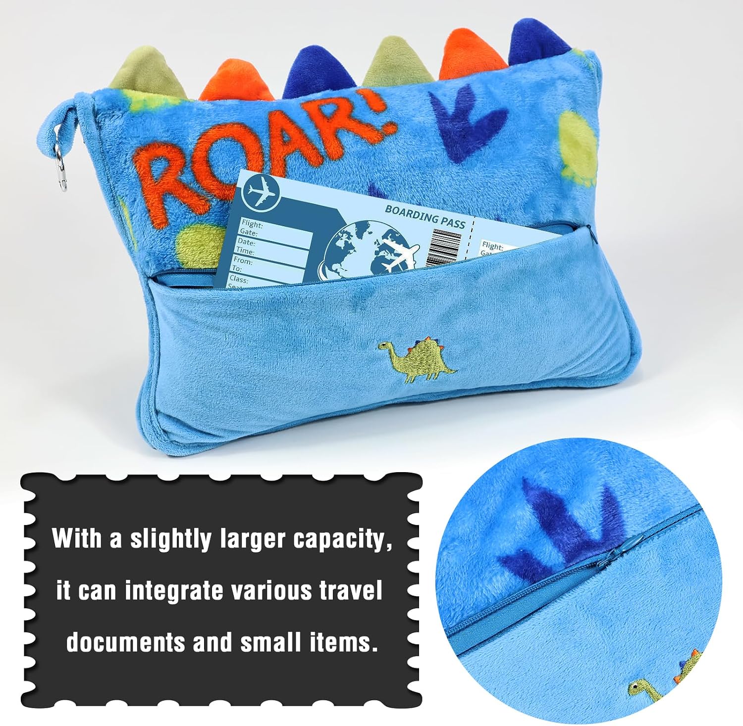 VigorSpring 3 in 1 Travel Pillow and Blanket Set for Kids, Soft Travel Blanket Airplane Campact with Bag, Pillow Blanket for Boys with a Pock…