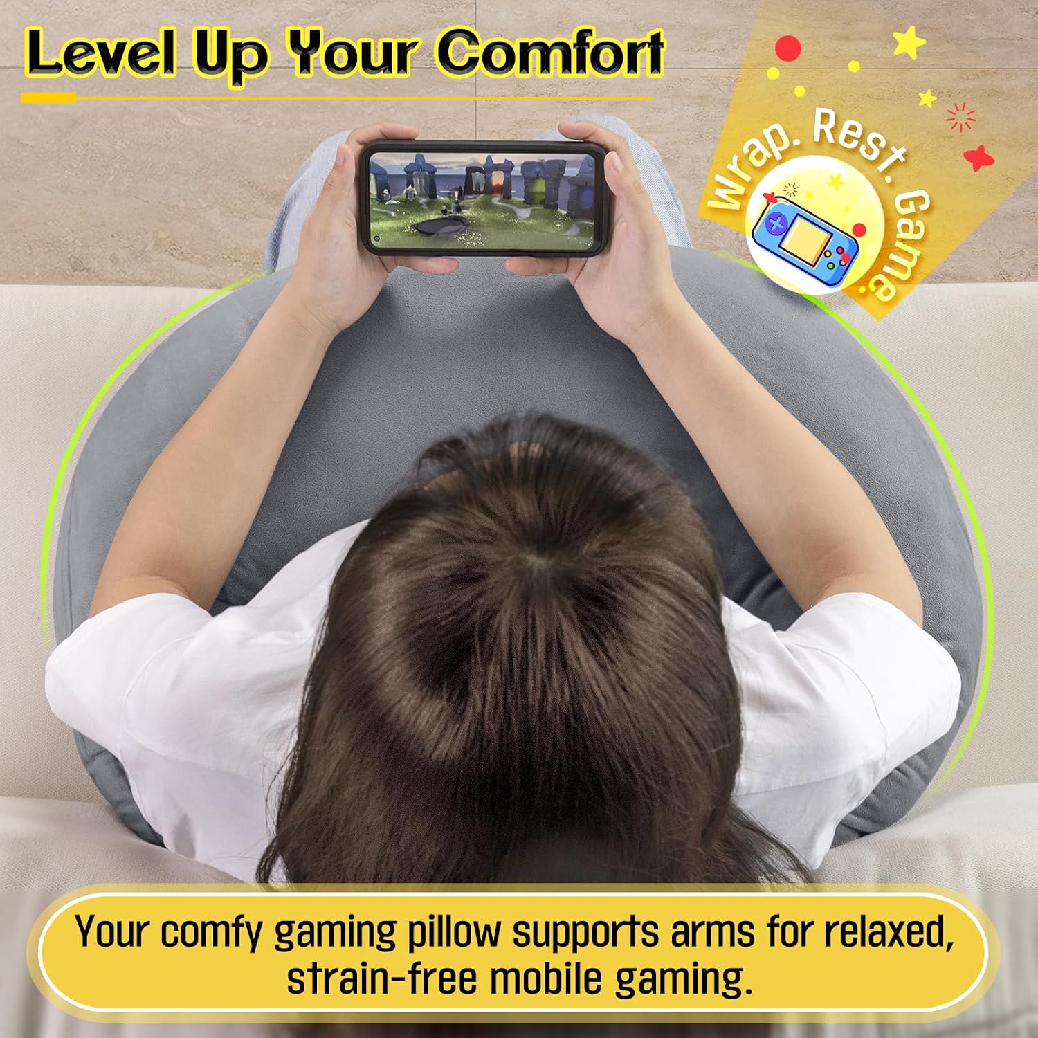 Asawesling Reading Pillow & Lap Pillow for Gaming, Back Cushion for Bed Sitting Up, Backrest Pillow for Sitting in Bed, Couch or Floor Cott…