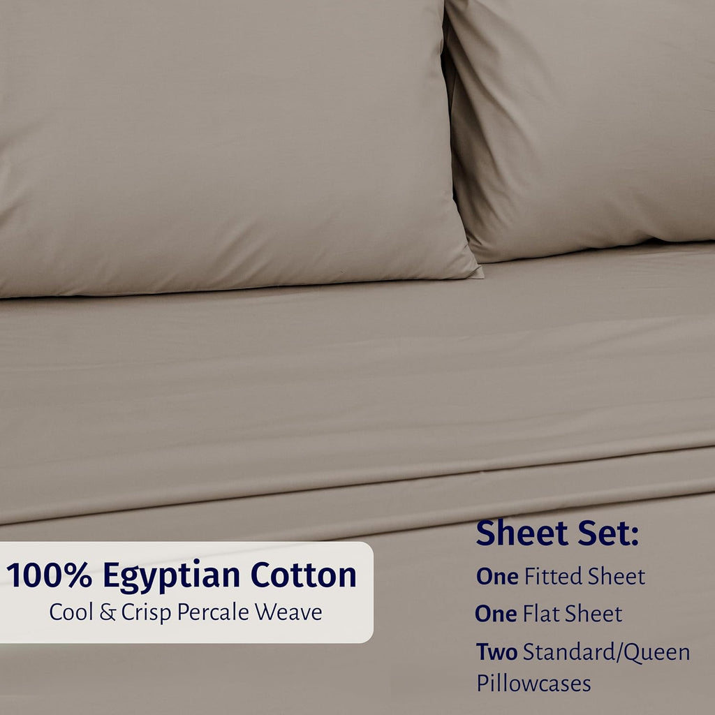 CaliforniaDesignDen California Design Den Egyptian Percale Sheet Set Full - Certified 100% Egyptian Cotton, Lightweight Percale Cotton Shee…