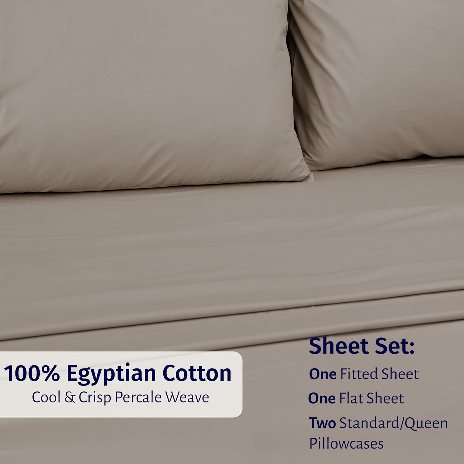 CaliforniaDesignDen California Design Den Egyptian Percale Sheet Set Full - Certified 100% Egyptian Cotton, Lightweight Percale Cotton Shee…