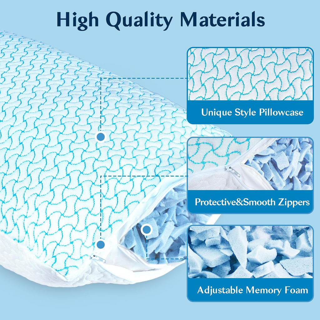Supamodern SUPA MODERN Shredded Memory Foam Pillows Queen Size Set of 1, Cooling Bed Pillow for Sleeping for Hot Sleepers, Adjustable Pilll…
