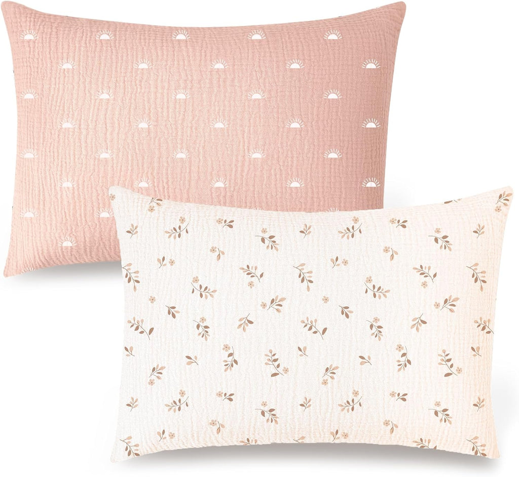 Konssy Muslin Toddler Pillowcase 13"x18", 2 Pack 100% Cotton Toddler Pillow Case for Kids, Boys, Girls, Soft & Snug Fit Baby Pillow Covers…