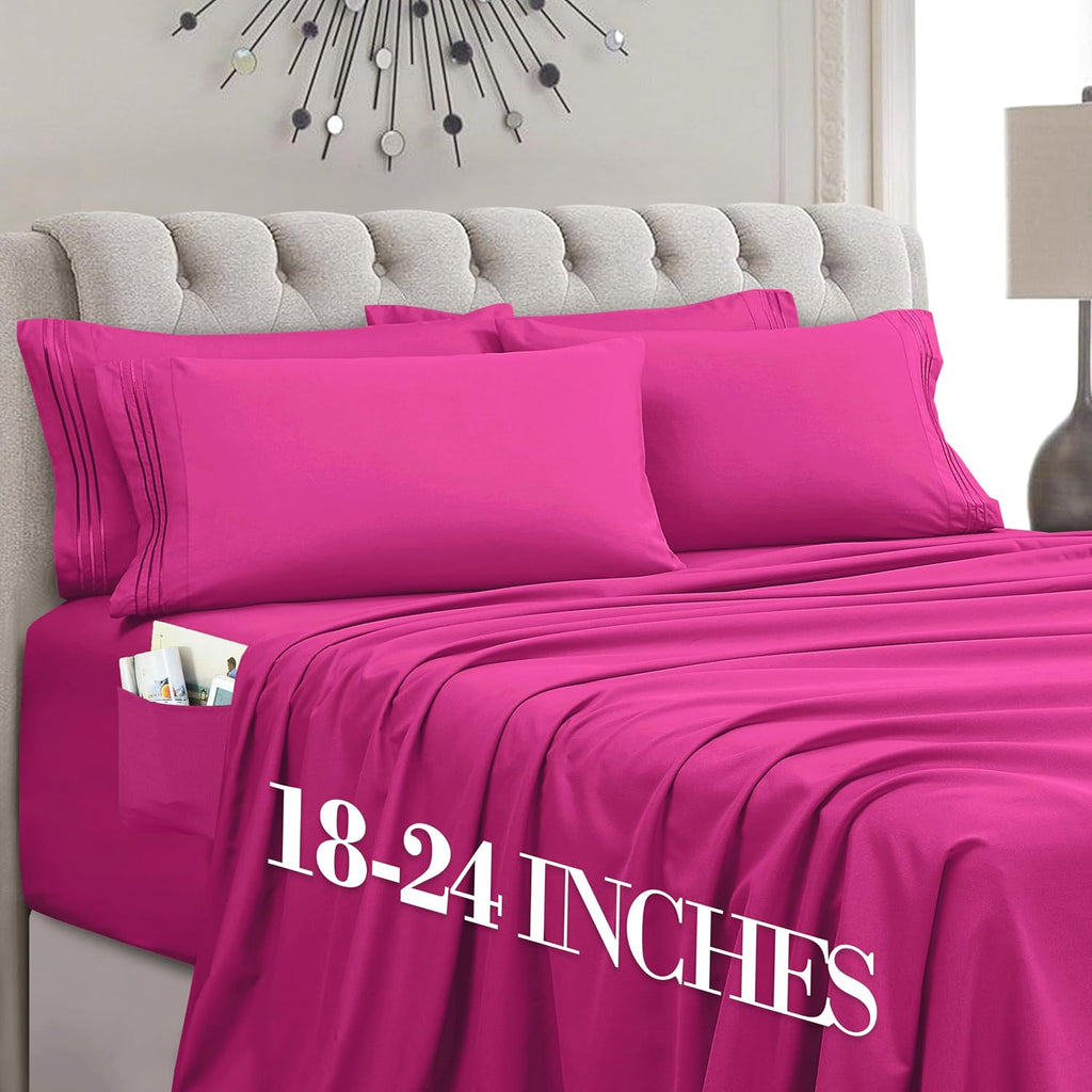 MocassiLuxuryBedding Mocassi Luxury 6-Piece Sheet Set, Ultra Soft 1800 Hotel Quality Microfiber Sheet Set, Fits Mattresses Up to 18 to 24 I…