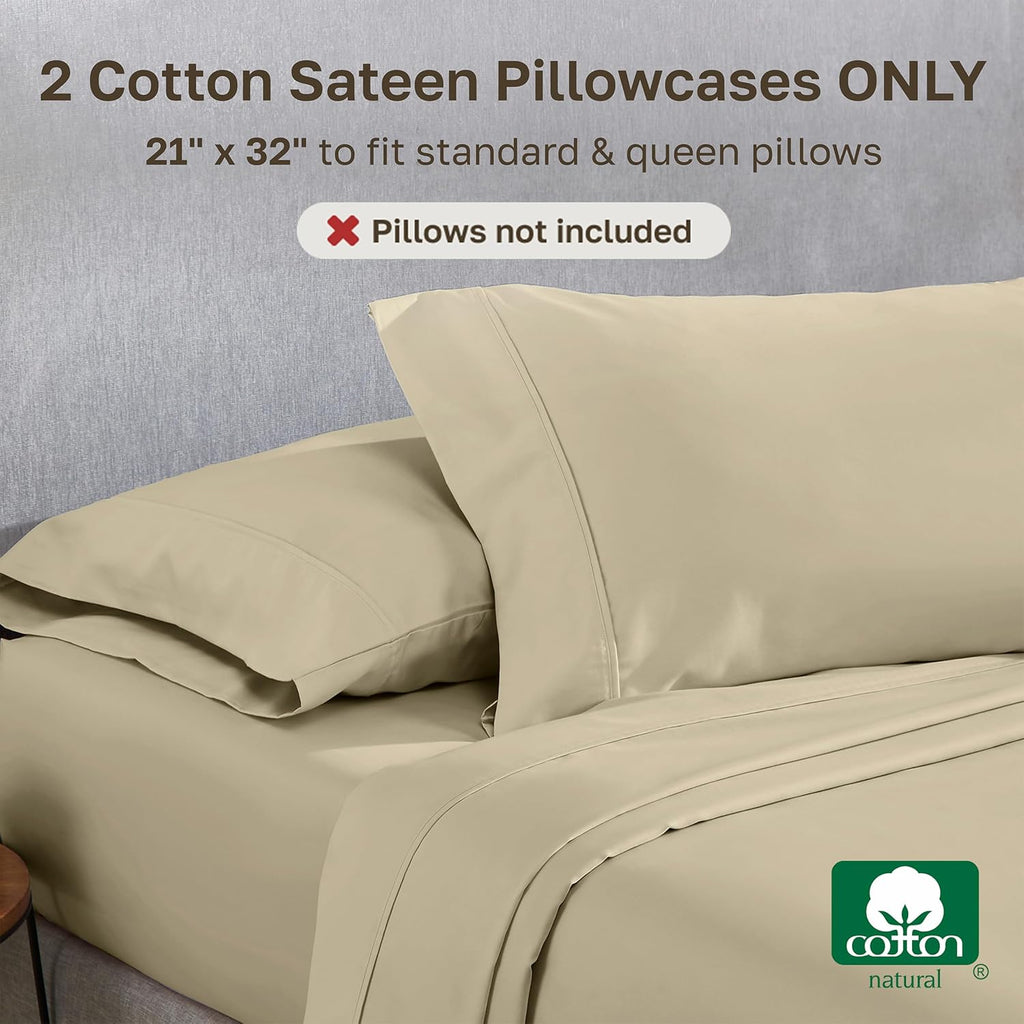 CaliforniaDesignDen California Design Den Standard/Queen Size Pillowcase Set - 400 Thread Count Pillowcases, 100% Cotton Sateen, Set of 2 P…