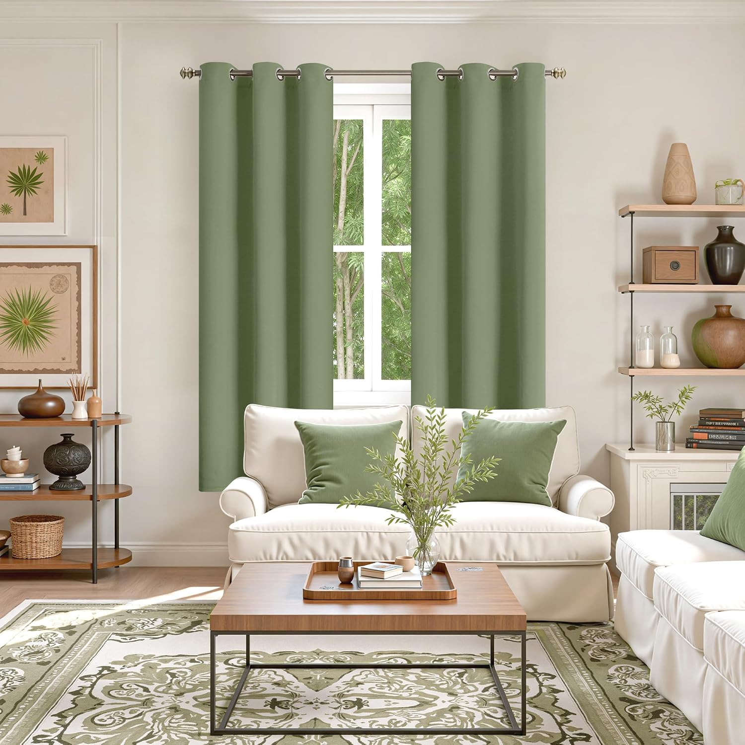 YoungsTex Olive Green Room Darkening Curtains for Living Room 72 Inches Length - Thermal Insulated with Grommet Blackout Window Drapes for…