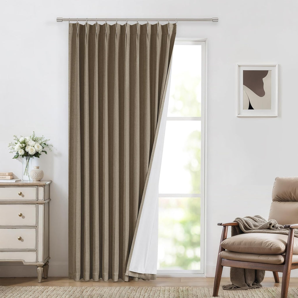 VisionHome Vision Home Brown Pinch Pleated Full Blackout Curtains Linen Blended 60" Wide Thermal Insulated Window Panels 95 inch for Bedroo…