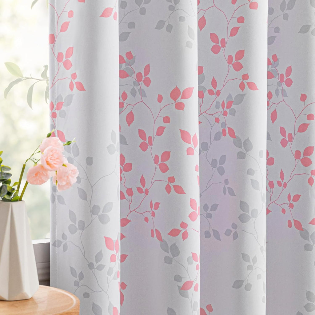 Meetsky 95% Blackout Pink Curtains for Bedroom - Grommet Room Darkening Curtain 63 Inch Length, Thermal Insulated Drapes for Girls Room, Le…