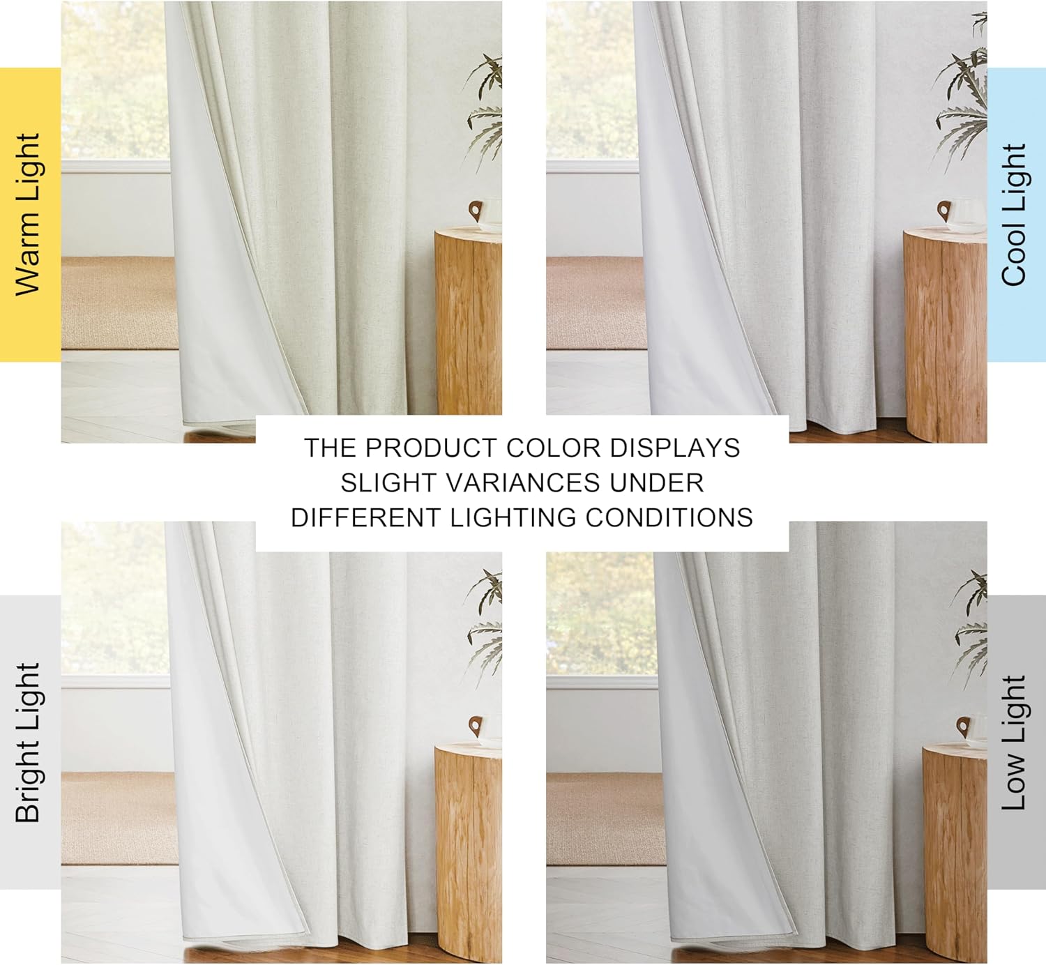 NICETOWN 100% Blackout Linen Texture Curtains 90 inches Long, Ivory, 2 Pcs, Thermal Insulated Full Blackout 2-Layer Lined Drapes, Energy…