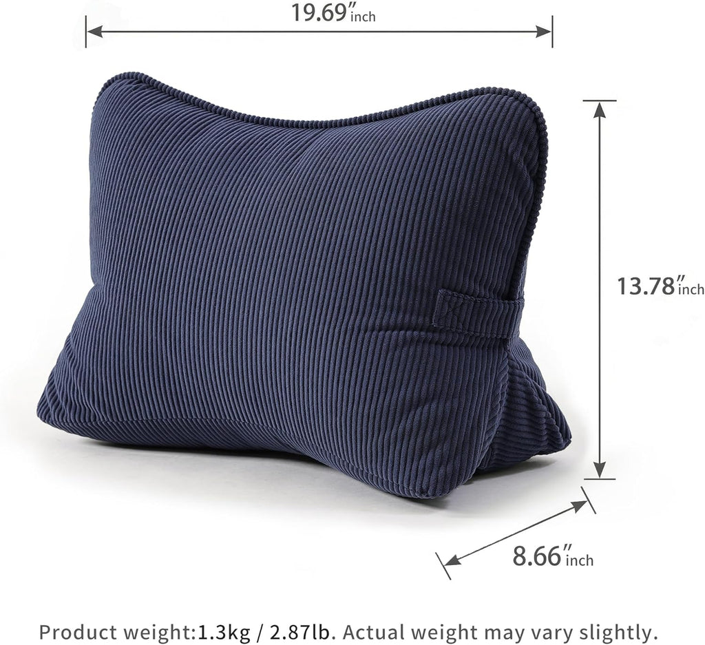 Ailuteie Pat. Pend. Corduroy Wedge Pillow with Lumbar Support, Triangle Cushion for Sofa, Couch, Bed or Recliner, Reading Pillow for Sittin…