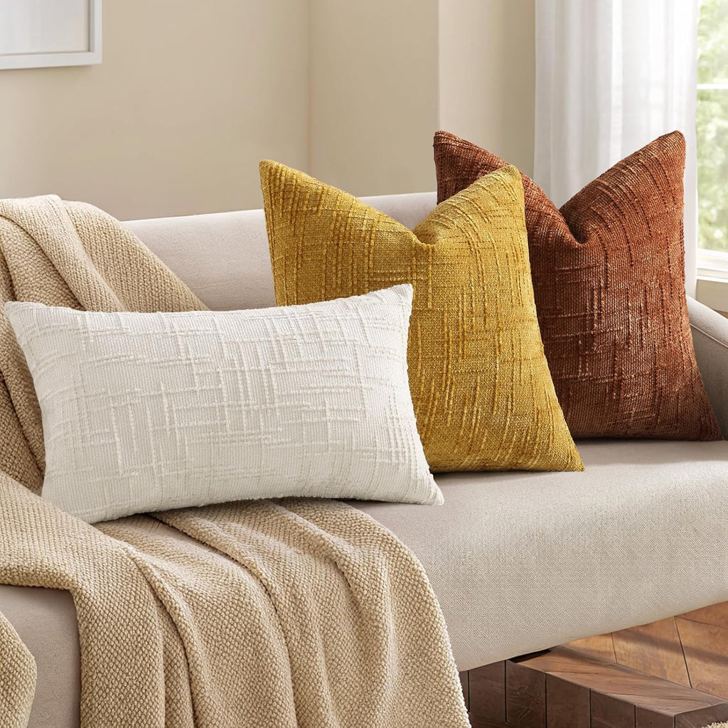 decorUhome Rust Chenille Throw Pillow Covers 16x16 Set of 2 Textured Soft Cozy Slubby Couch Pillow Covers Modern Farmhouse Boho Decorative…
