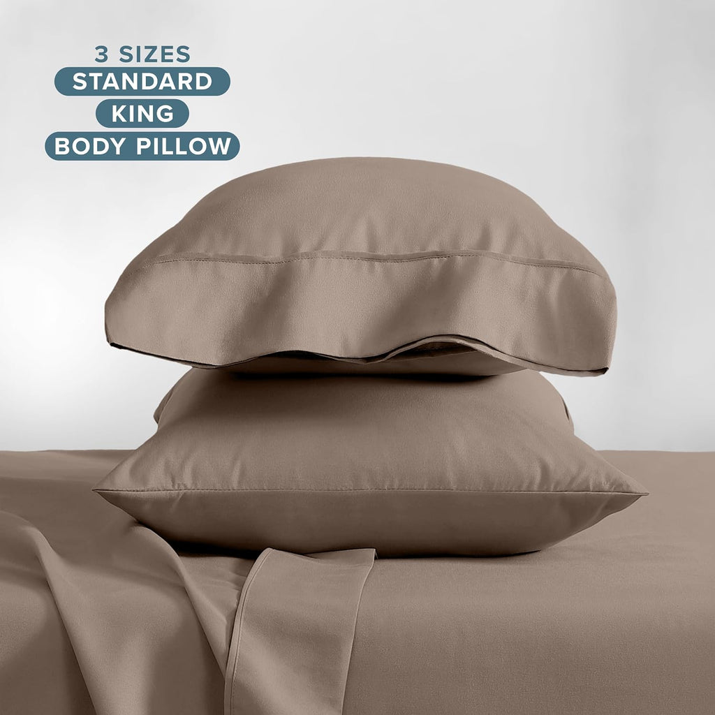 BareHome Bare Home Microfiber Pillow Cases - Standard/Queen Size Set of 2 - Cooling Pillowcases - Double Brushed - Taupe Pillowcases 2 Pack…
