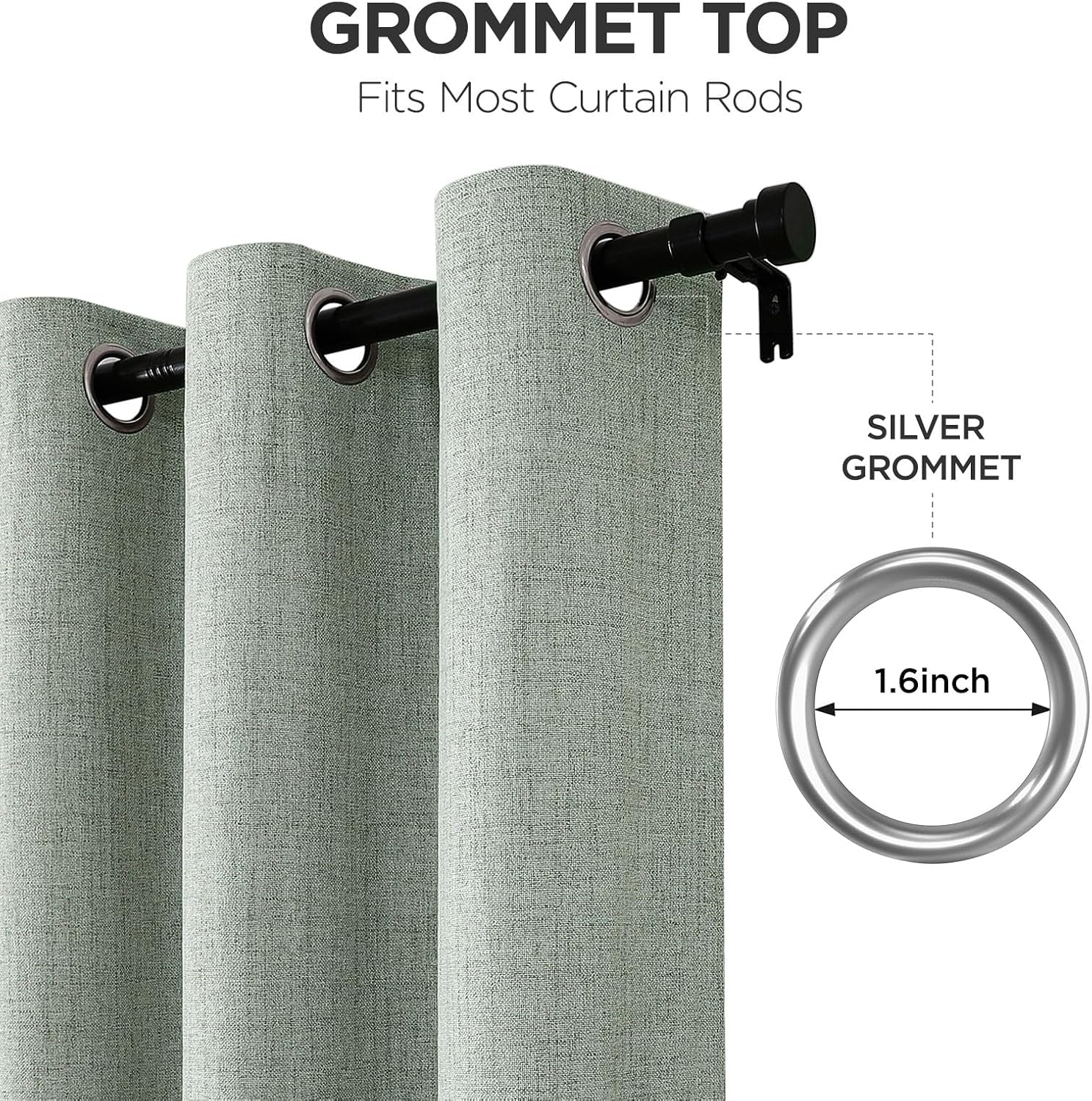 Joydeco Sage Green Blackout Curtains 90 Inches Long, Curtains 90 Inch Length 1 Panel for Bedroom, Thermal Insulated Linen Black Out…