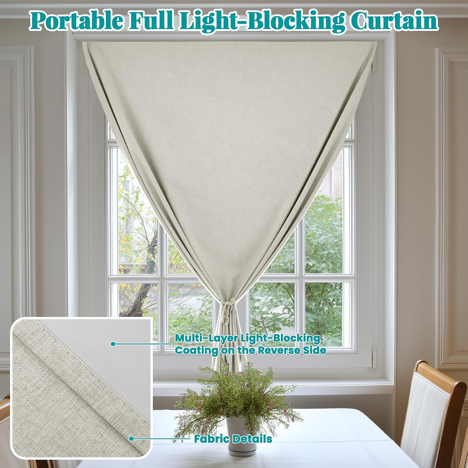 100% Self Adhesive Blackout Curtains- Stick on Curtains Shades Window Blinds Curtain No Rod Needed Easy to Hang Curtain, Use for Bedroom…