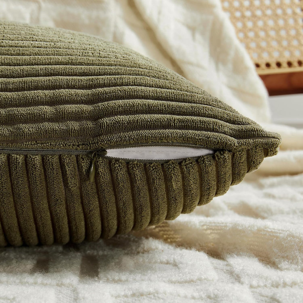 Fancy Homi 2 Packs Olive Green Lumbar Decorative Throw Pillow Covers 16x32 Inch for Living Room Couch Bed, Farmhouse Boho Home Decor…