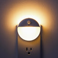 YUNLEX 2 Pack Plug in Night Light with Motion Sensor and Dusk to Dawn Sensor, Stepless Dimming, Warm White LED Nightlight with 3 Lighting…