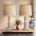 24.5" Table Lamp Set of 2, Rustic Farmhouse Bedside Lamps with USB A+C Charging Ports, 3-Way Dimmable Touch Control Nightstand Lamps for…