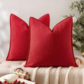 MIULEE Pack of 2 Red Decorative Pillow Covers 18x18 Inch Soft Chenille Luxurious Couch Throw Pillows Farmhouse Cushion Covers with…