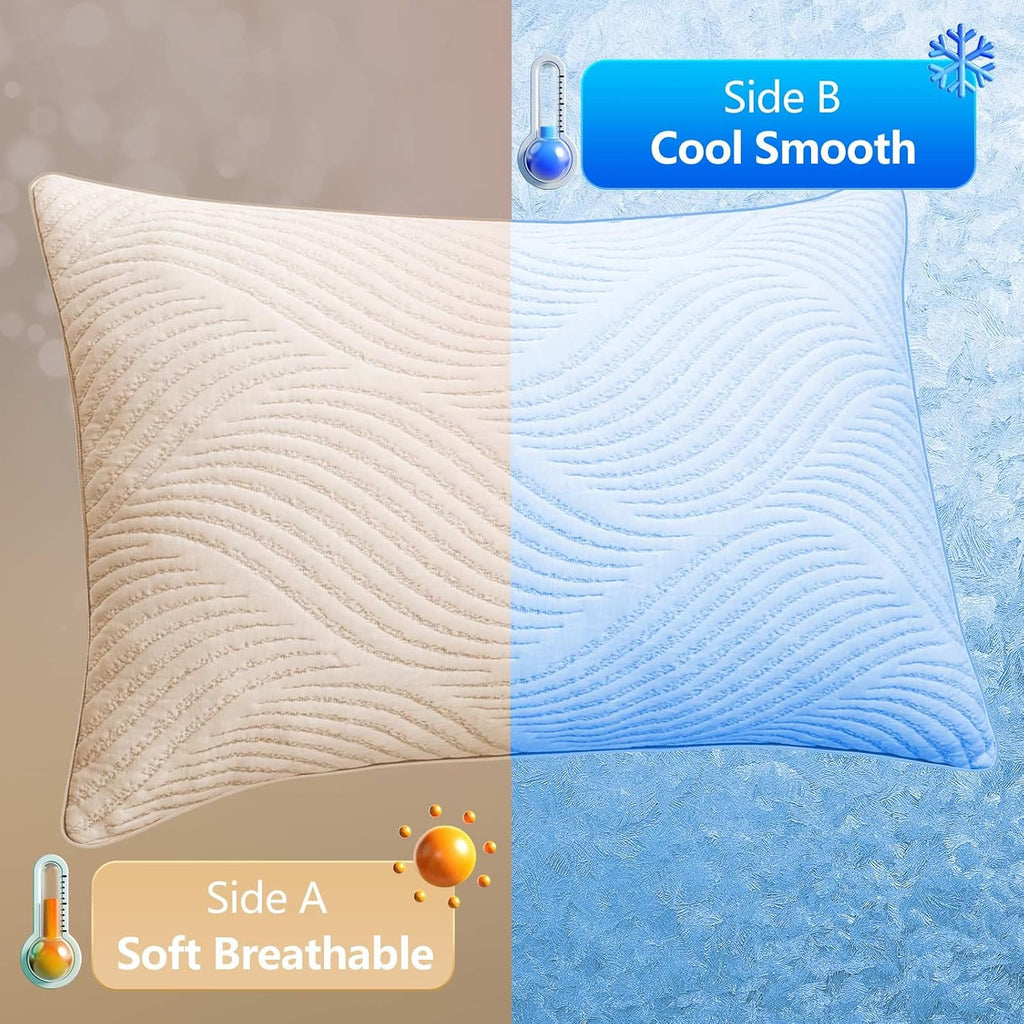 Pillows King Size Set of 2 Cooling Memory Foam Pillows for Sleeping Adjustable Medium Firm Back and Side Sleeper