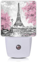 Eiffel Tower Paris Pink Flower Night Light Plug-in LED Nightlights Auto Sensor Night Lamp Dusk-to-Dawn Lamp Home Decor for Nursery…