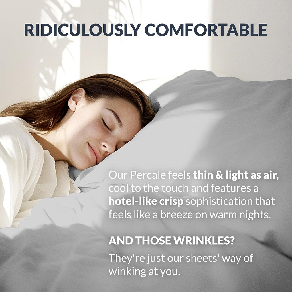 SweaveBedding 100% Egyptian Cotton Percale Pillow Cases Set - Luxurious 400 Thread Count, Breathable & Skin-Friendly Percale - Softer After…