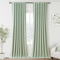 Nanspring Aqua Green 100% Blackout Linen Curtains for Bedroom 102 Inches Long Back Tab Rod Pocket Thermal Insulated Acoustic Panels Black o…