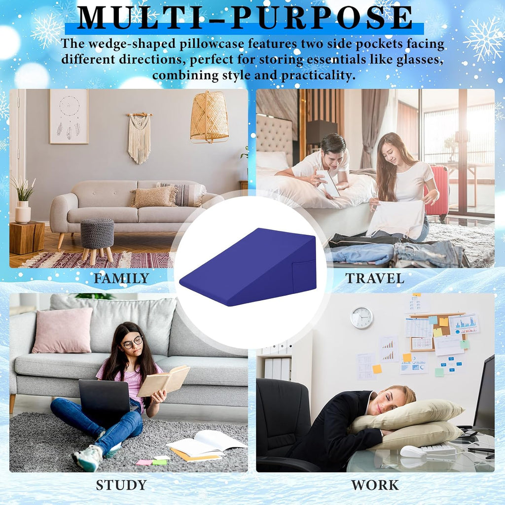 HunnmingRe 25"x25"x8" Cooling Bed Wedge Pillow Case Cover (Only Pillow Case) Wedge Pillowcase Protector with Zipper Soft Breathable Cool Pi…