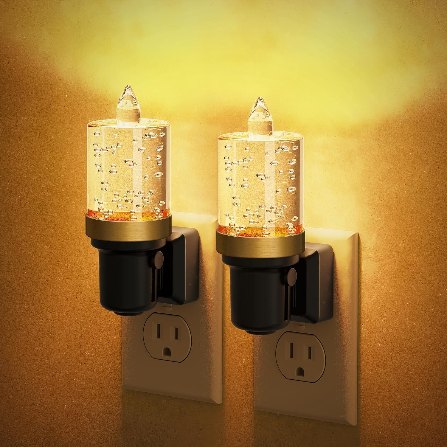 JandCase LED Night Light, Candle Night Lights Plug into Wall Amber, Auto On/Off Light Sensor Nightlight, 0-100LM Brightness Dimmbale…