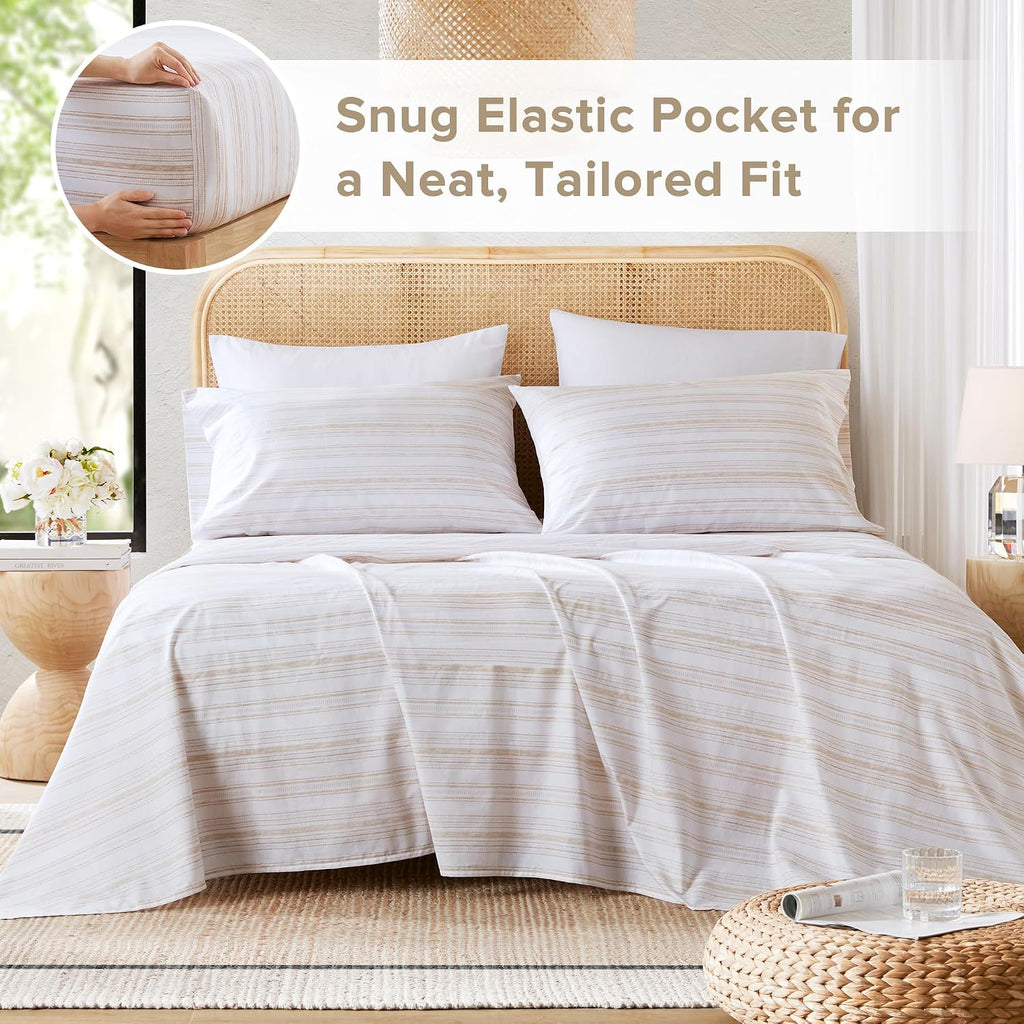 ComfortSpaces Comfort Spaces 100% Cotton Sheets Full, Breathable, Naturally Cool Cotton Sheets, Cotton Bed Sheets with 14" Elastic Pocket F…