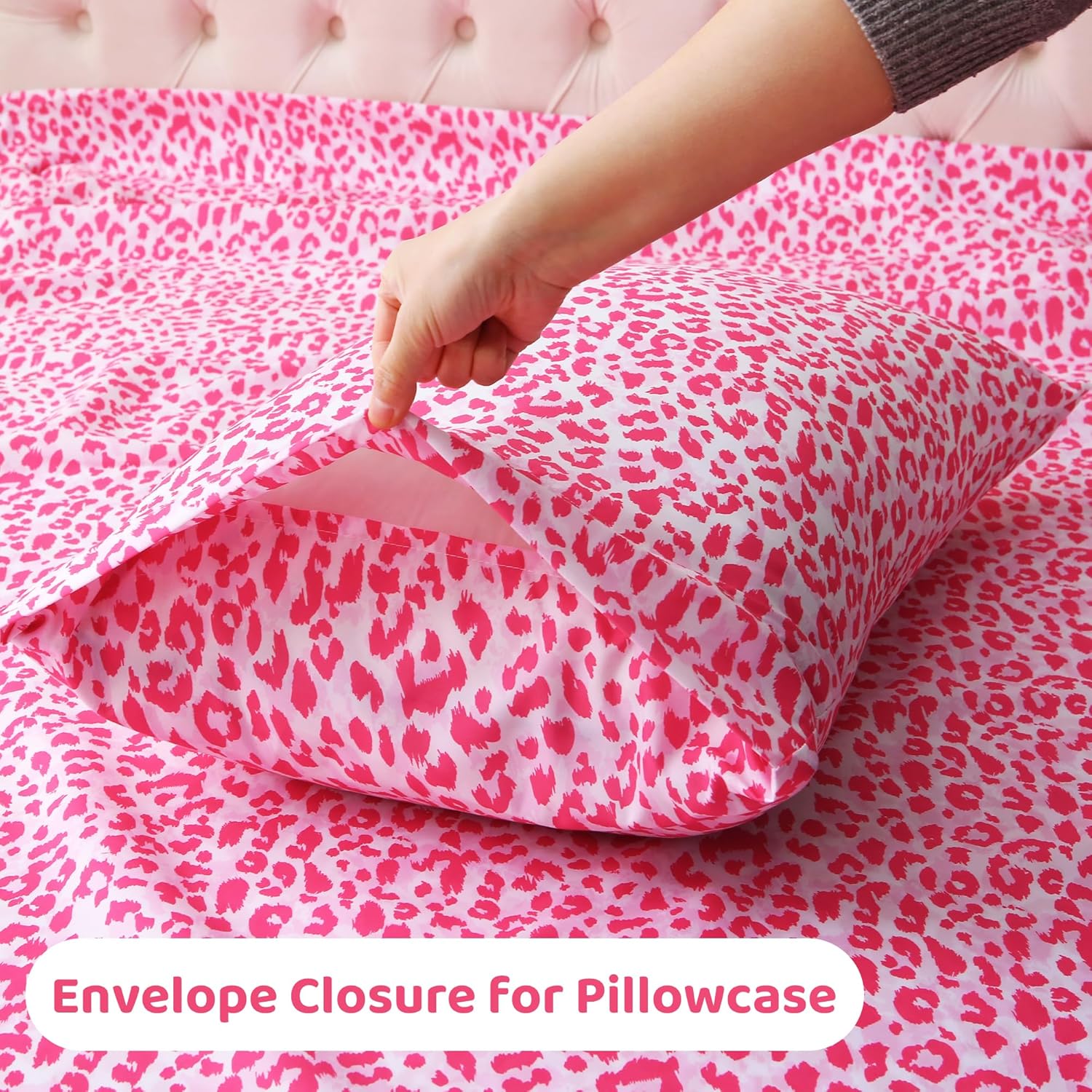 mooreeke Leopard Cheetah Printed Twin Bed Sheets, Soft Microfiber Bedding Sheets & Pillowcases, Deep Pocket Non-Slip Fitted Twin Sheet, Pin…