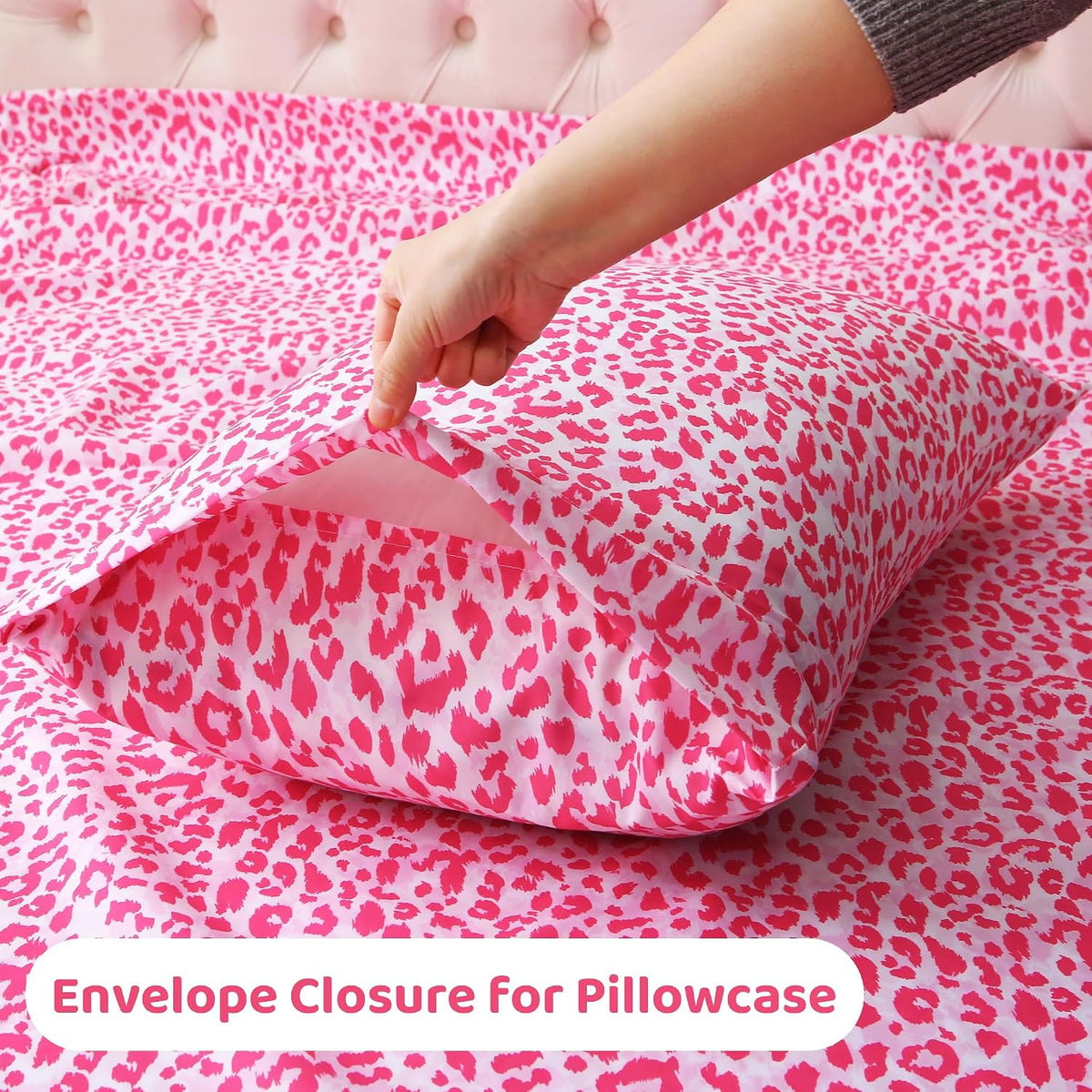 mooreeke Leopard Cheetah Printed Queen Bed Sheets, Soft Microfiber Bedding Sheets & Pillowcases, Deep Pocket Non-Slip Fitted Queen Sheet, P…