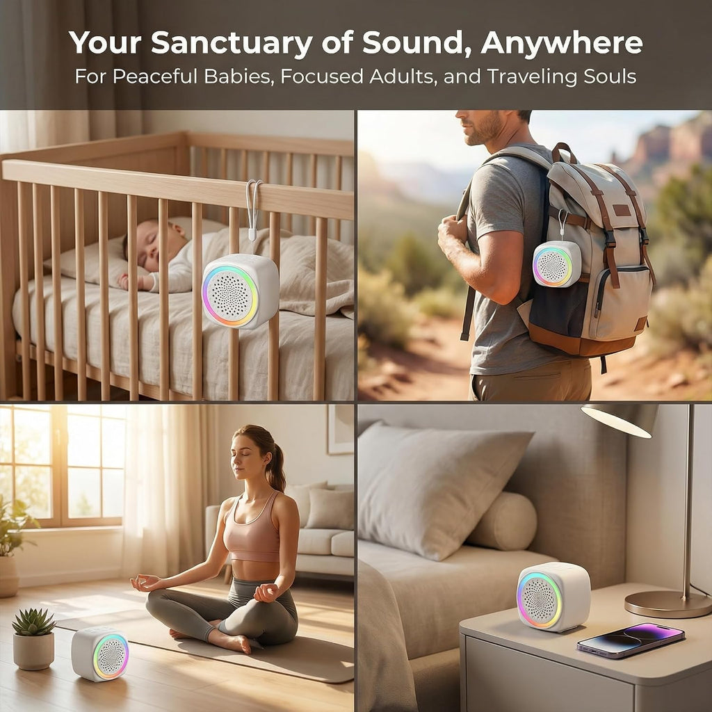 Quxanthyll Portable Sound Machine for Baby Sleep, 26 White Noise Sound Machine, 9 Color, Timer & Memory Function White Noise Sound M…