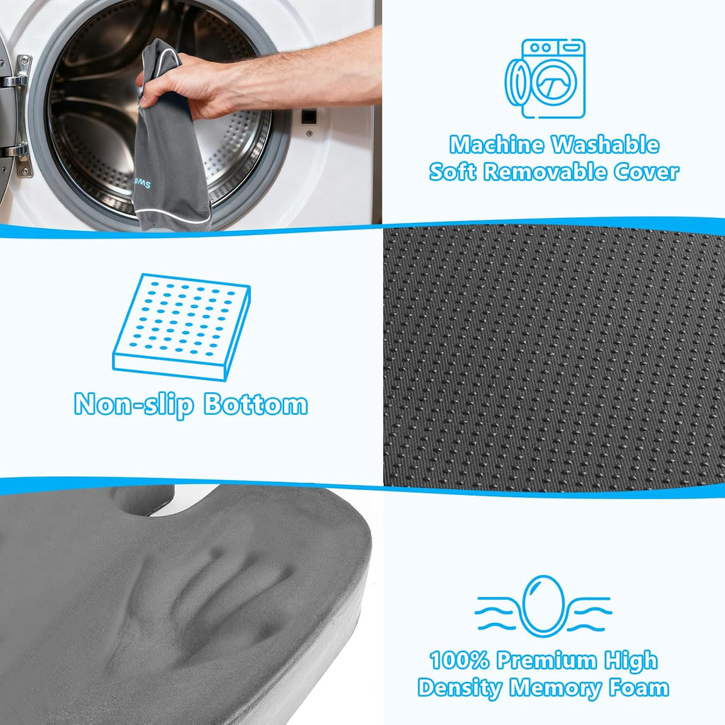 SweetSlubr SweetSlubr Seat Cushion, Lumbar Support Pillow with Adjustable Strap-Chair Cushions for Sciatica -with Washable Cover Mem…