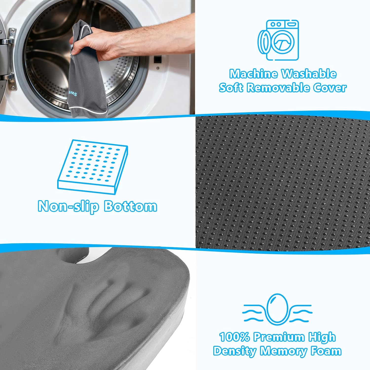SweetSlubr SweetSlubr Seat Cushion, Lumbar Support Pillow with Adjustable Strap-Chair Cushions for Sciatica -with Washable Cover Mem…