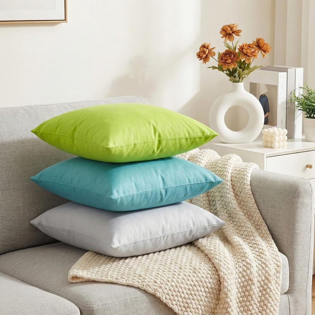 Thmyo 4-Pack 100% Cotton Comfortable Solid Decorative Throw Pillow Case, Square Cushion Cover Pillowcase Sublimation Blank Pillow Covers DI…