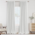 Guken White 100% Blackout Linen Curtains 102 Inch Length 2 Panels Set for Living Room Bedroom Back Tab Rod Pocket Thermal Insulated Black O…
