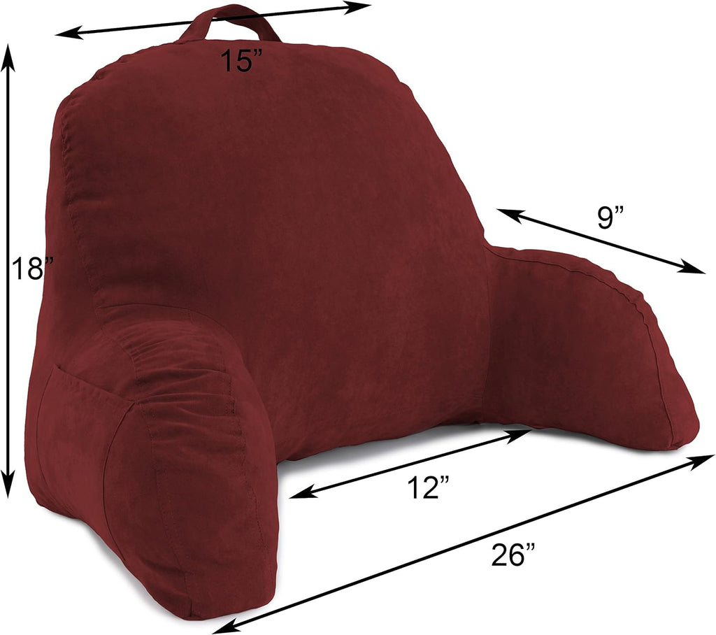 Deluxe Comfort Microsuede Bed Rest - Backrest Pillow with Arms - Bed Rest Pillow - Reading Bedrest Lounger - Sitting Support Pillow - Soft…
